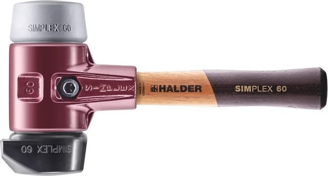 Halder Simplex Schonhammer mit Gummi-Schlagkopf und kurzem Stiel, Farbe Schwarz und Grau, Durchmesser: 60 mm - Bild 1