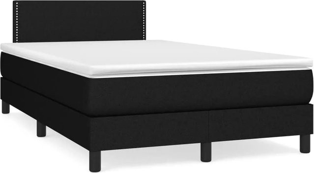 vidaXL Boxspringbett mit Matratze Schwarz aus Stoff, Hybrid-Konstruktion mit Taschenfedern, B/T: 120 x 200 cm - Bild 1