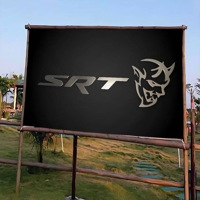 Potdemiel SRT Hellcat Demon Dodge Challenger Outdoor-Banner, handgezogene Flagge in Schwarz, rechteckig - Bild 1