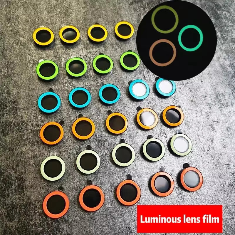 Leuchtende Kamera Objektiv Schutz Abdeckung aus Glas für iPhone 15 Pro Max 14 Plus 13 12 11 in Blau und Multicolour - Bild 2