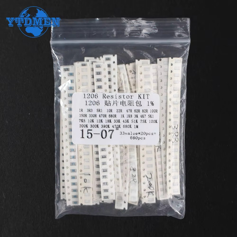 YTDMEN SMD-Widerstandsset 660 Stück, 33 Werte sortiert, 0805 und 1206, 1 %, Multicolor - Bild 3