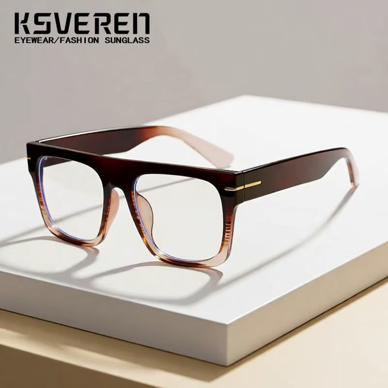 KSVEREN Lesebrille, quadratisch, Vollrand, transparent, Unisex, Anti-Blaulicht - Bild 1