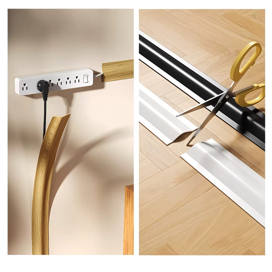 Flexible PVC Kabelabdeckung in Weiß für Kabelmanagement am Boden, Länge: 1 m oder 3 m - Bild 2