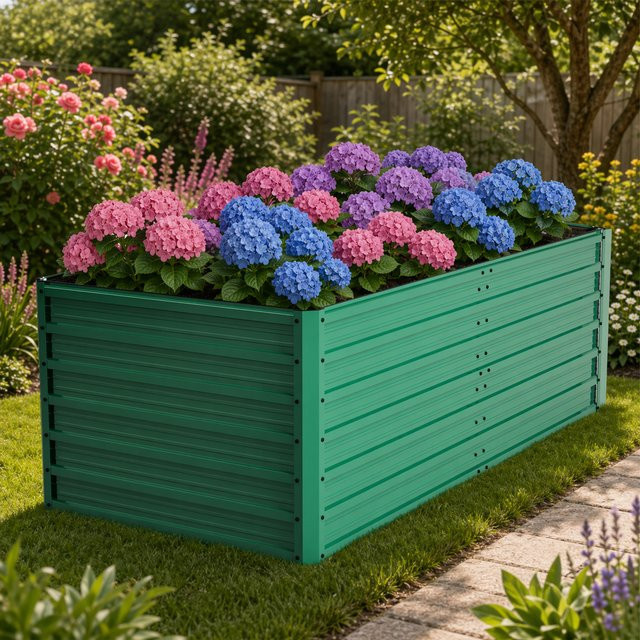 Svintora Metall-Hochbeet in Grün, wetterfestes Pflanzkasten-Set für Gemüse und Blumen, B/T/H: 190 x 90 x 64 cm - Bild 1