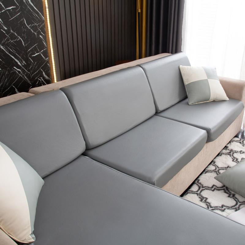 Housmife Sofa Kissen Abdeckung aus PU Leder in Grau, wasserabweisend und einfarbig, Sitzlänge: 50-65 cm - Bild 1