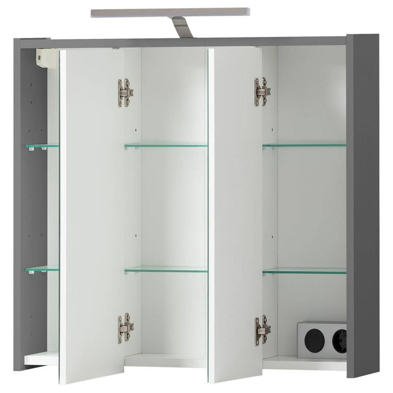 Spiegelschrank Flag Möbelpartner in Anthrazit mit LED-Beleuchtung und Steckdose, B/H/T: 65 x 64 x 16 cm - Bild 2