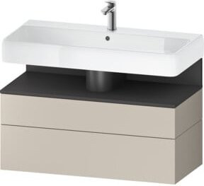 Duravit Waschtischunterschrank Qatego in Grau Matt mit 1 Auszug und 1 Tür, Wandmontage, B/T/H: 99 x 47 x 59 cm - Bild 1