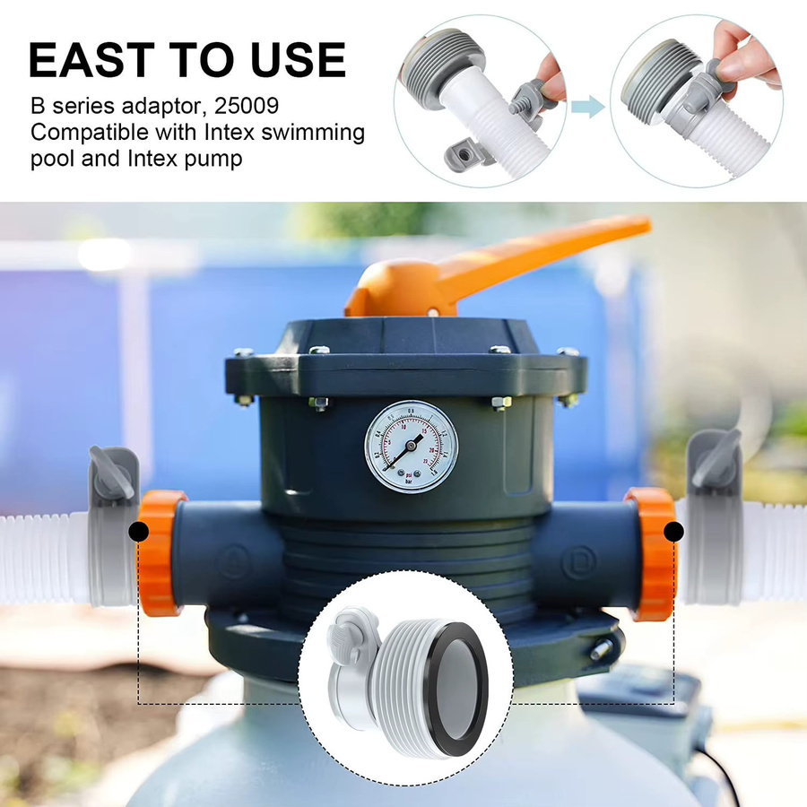 Pool-Schlauchadapter 1,25 bis 1,5 Zoll in Weiß für Pool-Pumpen und Meerwassersysteme mit Kolbenventilkragen - Bild 2
