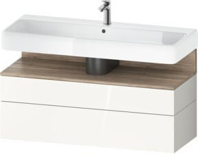Duravit Waschtischunterschrank Qatego in Weiß, Wandhängend mit LED-Beleuchtung und Schubladen, B/T/H: 119 x 47 x 59 cm - Bild 1