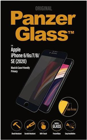 PanzerGlass Edge2Edge Privacy Displayschutzglas mit Blickschutz für Apple iPhone SE (Gen.3, 2022) und iPhone SE (Gen.2, 2020), transparent - Bild 1