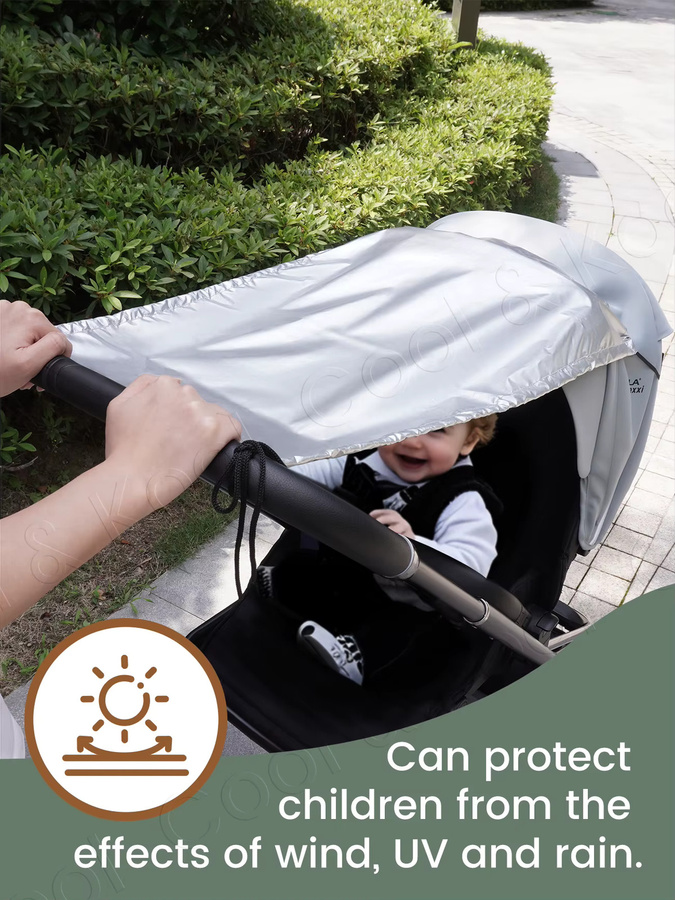 Kisslanding Universeller Kinderwagen-Sonnenschutz mit UV-Schutz in Silber - Bild 6