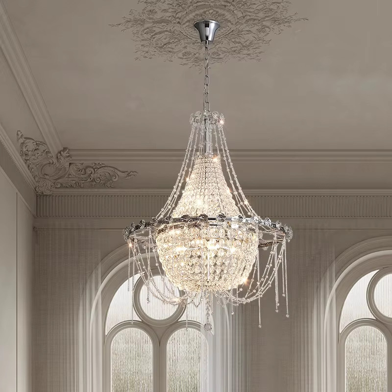 SaloEElaitte Kristall Kronleuchter Modern in Chrom und Transparent mit E14 Fassung für dein Wohnzimmer - Bild 3