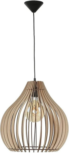 Licht-Erlebnisse Moderne Hängeleuchte aus Holz in Schwarz, Rund, Durchmesser: 43 cm, E27, Höhenverstellbar - Bild 1