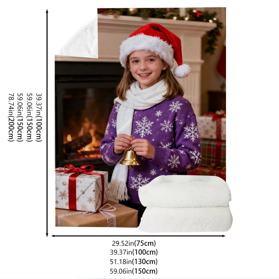 Personalisierte Baby-Weihnachtsdecke aus weichem Flanell mit individuellem Foto-Druck und Weihnachtsmotiven - Bild 5