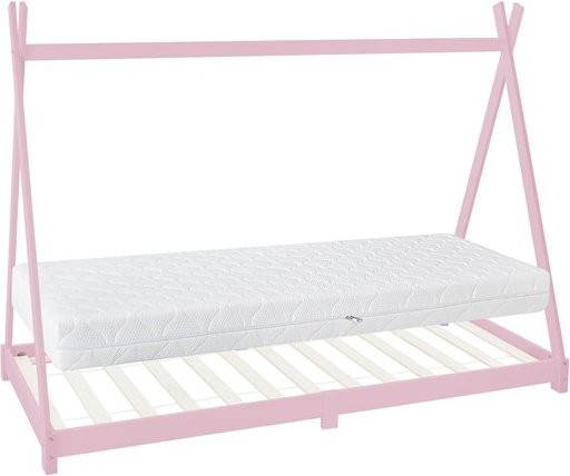 ML-Design Kinderbett Tipi aus Kiefernholz in Rosa inklusive Matratze und Lattenrost B/T/H: 90 x 200 x 157 cm - Bild 1