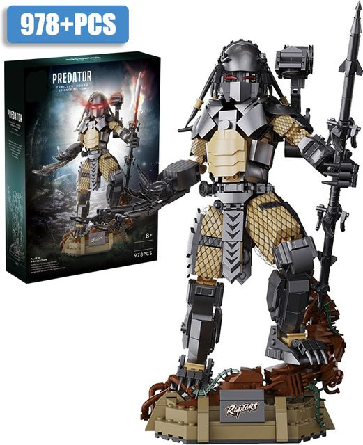 BXA Predator Alien Bausteine Set mit 978 Teilen, Schwarzes DIY Montagemodell für Kinder und Erwachsene - Bild 1