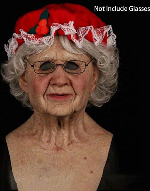 Realistische menschliche Gesichtsmaske Alte Frau, Latex, Grau, Cosplay Requisiten - Bild 1