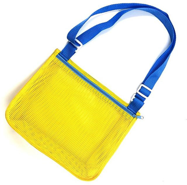 Kidsly Strandspielzeug-Netztasche für Kinder in Gelb, faltbare Muschel-Aufbewahrungstasche aus Stoff, B/H/T: 20,0 x 20,0 x 8,0 cm - Bild 1