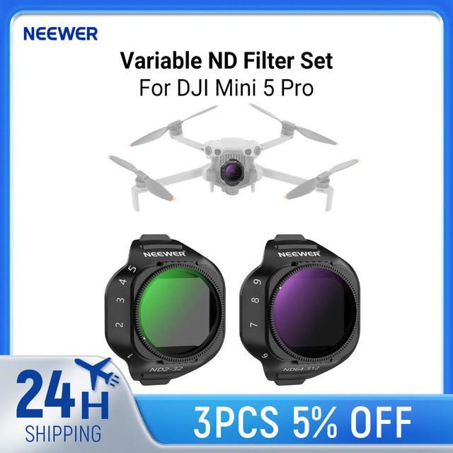 NEEWER Variables ND-Filter-Set für DJI Mini 5 Pro in Schwarz (ND2-32 + ND64-512) - Bild 1