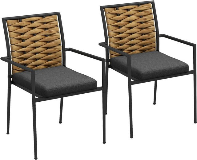 Outsunny Gartenstuhl aus Rattan und Metall in Schwarz und Braun, modern, B/H/L: 58 x 57 x 87 cm - Bild 1