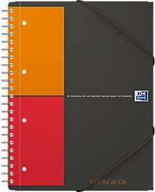 Oxford International Meetingbook Notizbuch DIN A4+ kariert, 80 Blatt, Mehrfarbig (Grau, Orange, Rot) - Bild 1