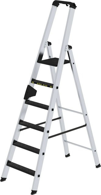 PROREGAL Stufen-Stehleiter Clip-Step R13 einseitig begehbar, 6 Stufen, Farbe: Silber, Tragkraft: 250 kg - Bild 1