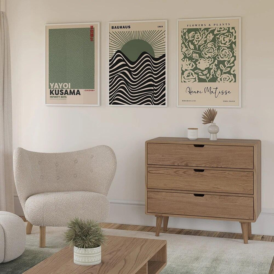Aidegou15 Wandbild Yayoi Kusama Infinity Nets als Leinwanddruck in Salbeigrün, Modernes Nordisches Poster für dein Wohnzimmer, Breite: 50 cm, Höhe: 80 cm - Bild 2