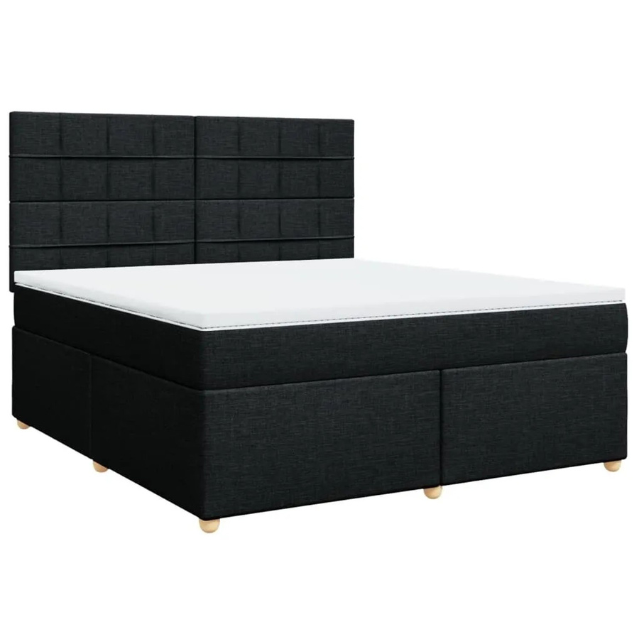 vidaXL Boxspringbett mit Matratze Schwarz, Hybrid-Bett mit USB-Ladeport und Unterbettbeleuchtung, B/T: 180 x 200 cm - Bild 2