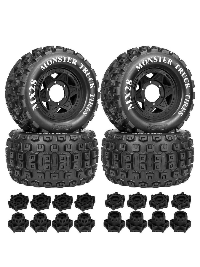 TIMEA Monster Stunt Truck Reifen, 4-teiliges Set, 1/10, 128 mm, 12 mm und 14 mm Sechskant - Bild 4