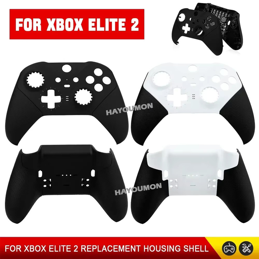 Ispoofer Ersatz Gehäuseschale Frontplatte und Abdeckung für Xbox Elite Series 2 Controller in Schwarz und Weiß - Bild 1