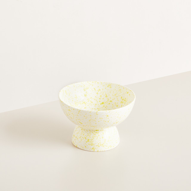 Moderne Keramik Schale mit Sockel von BLUME2000 in Gelb, Höhe: 14 cm - Bild 1