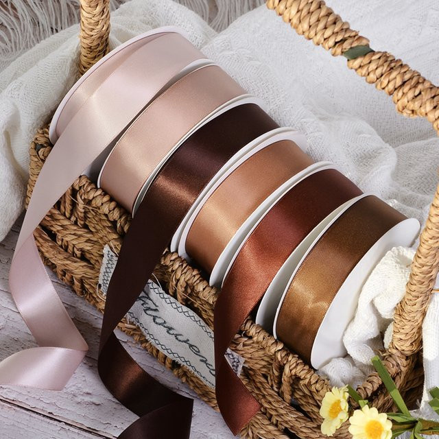 YAMA Doppelseitiges Satinband in Braun für Party und Hochzeit Dekoration, 100 Yards/Lot - Bild 1