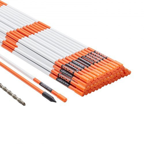 VEVOR Einfahrtsmarkierungen Set, 50 Stück orangefarbene Glasfaserstangen mit reflektierendem Band, Höhe: 121,5 cm - Bild 1
