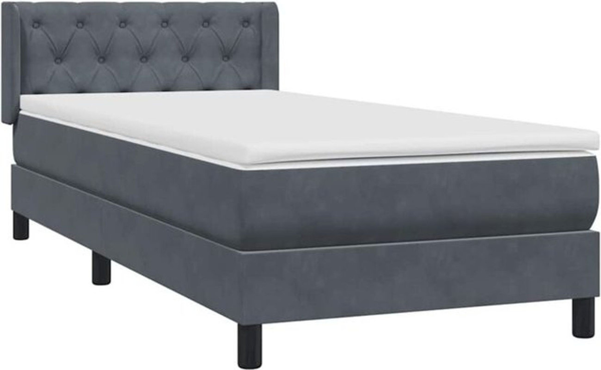 vidaxl Boxspringbett mit Matratze aus Samt in Anthrazit Grau B/T/H: 80 x 220 x 78 cm - Bild 1