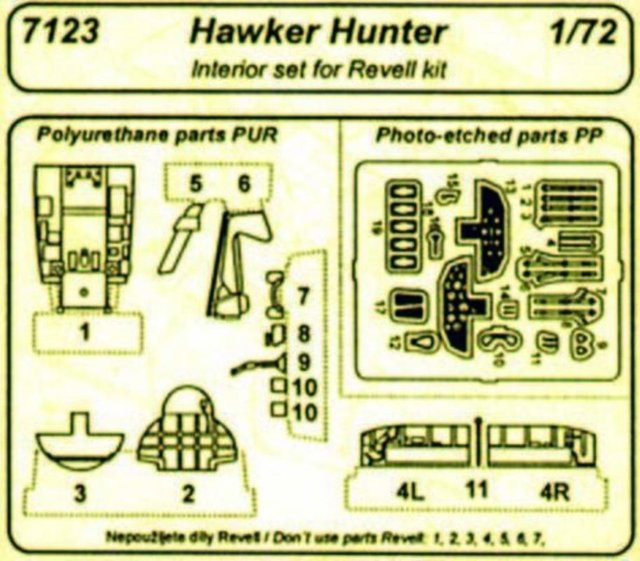 Revell Hawker Hunter, Interior Set, Zubehör, Kunststoff - Bild 1