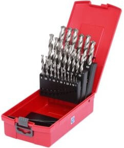 KS Tools HSS-G Metall-Spiralbohrer-Set aus Edelstahl in der roten Kunststoffkassette, 25-teilig, 1-13 mm - Bild 1