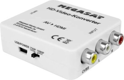 MegaSat AV zu HDMI Konverter Adapter in Weiß für Full HD 1080p - Bild 1