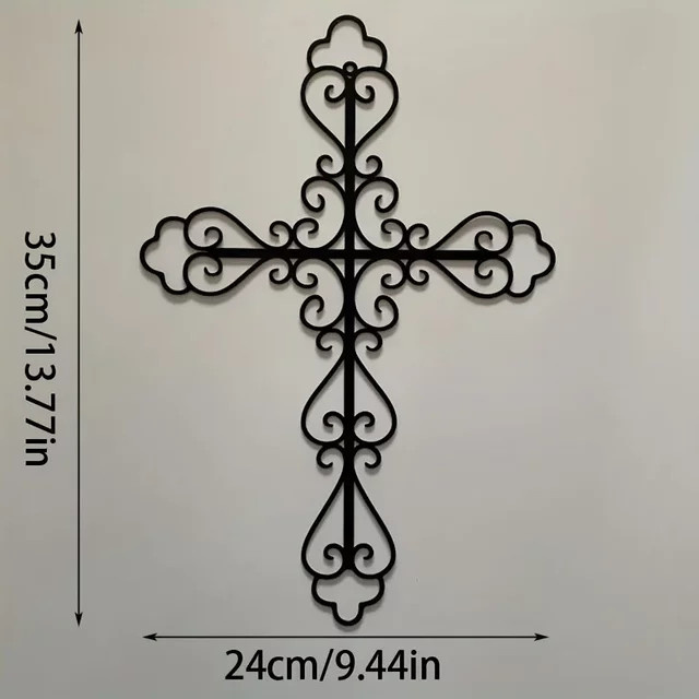 HelloYoung Metall-Kreuz-Wanddekoration in Schwarz als geometrische Wandkunst für dein Zuhause - Bild 1