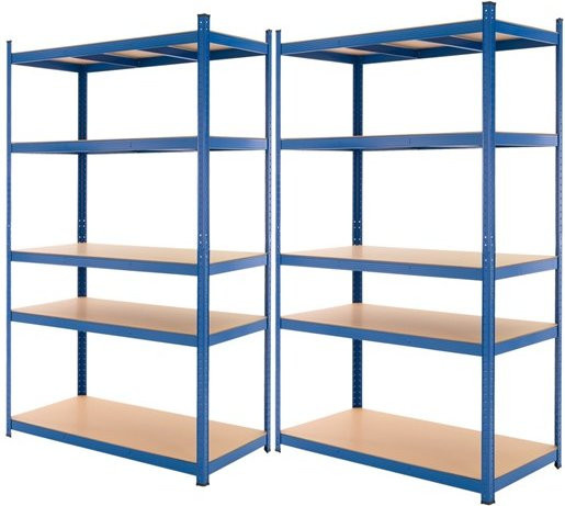 ECD Germany Werkstattregal 2er Set Blau aus Metall und MDF Holzfaserplatte, B/H/T: 100 x 200 x 50 cm - Bild 1