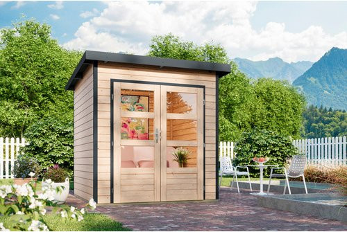 KARIBU Gartenhaus Haby Log Cabin in Braun, B/H/T: 229 x 219 x 228 cm - Bild 1