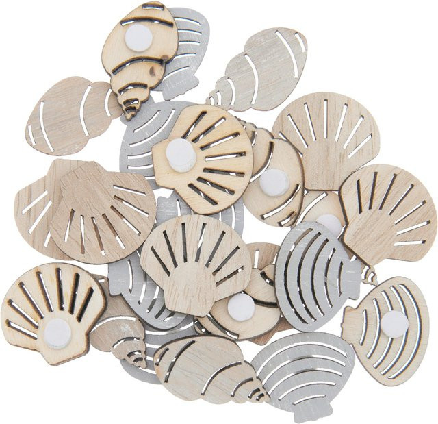 Rico Design Holzsticker Muschel Mix in Natur mit 24 Stück - Bild 1