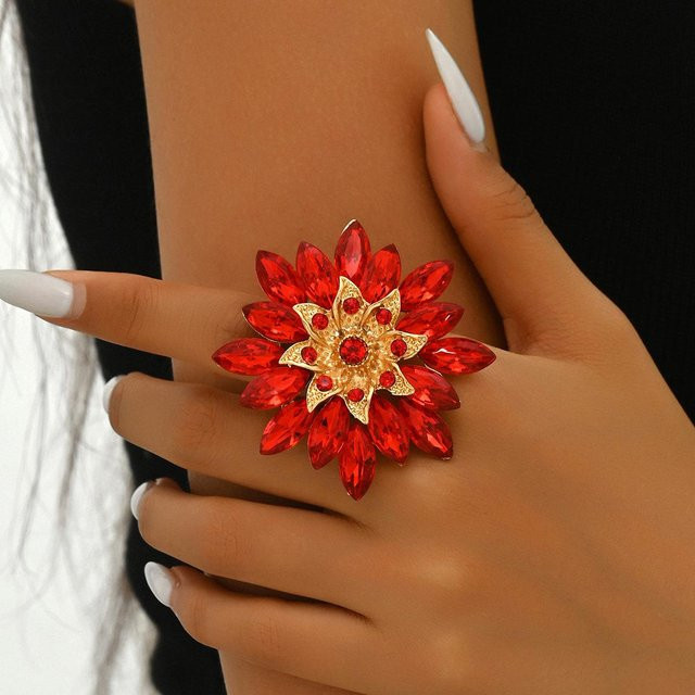 Hui Can Ring, Kupfer, Gold, Zirkonia, Kristall, Damen, braun - Bild 1