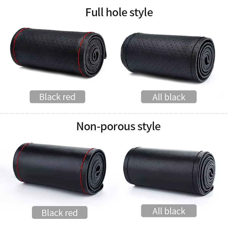 Seametal Echtleder Lenkradabdeckung für dein Auto in Schwarz als kratzgeschütztes Zubehör - Bild 3