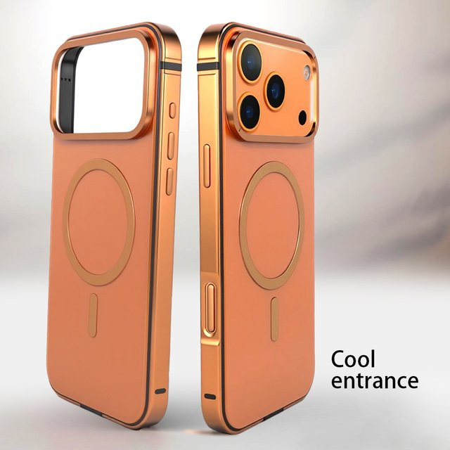 Magnetische Original-Handyhülle mit Hintergrundbeleuchtung und Metallrahmen für iPhone 17 Pro und iPhone 17 Pro Max in Orange - Bild 1