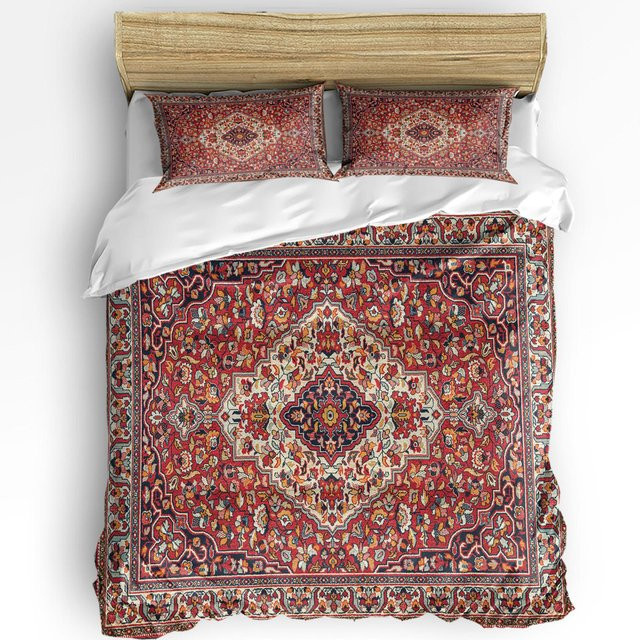 JMG Household Supplies 3-teiliges Bettwäscheset mit floralem Vintage-Blumenmuster in Rot, bestehend aus Bettbezug und Kissenbezügen aus Mikrofaser, B/H: 155 x 215 cm - Bild 1