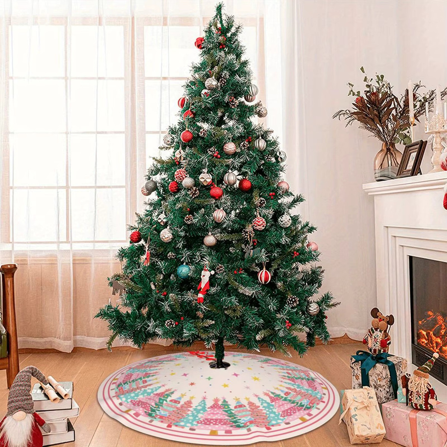 VIKAMA Weihnachtsbaumrock in Rosa im ländlichen Stil mit floralem Design - Bild 4