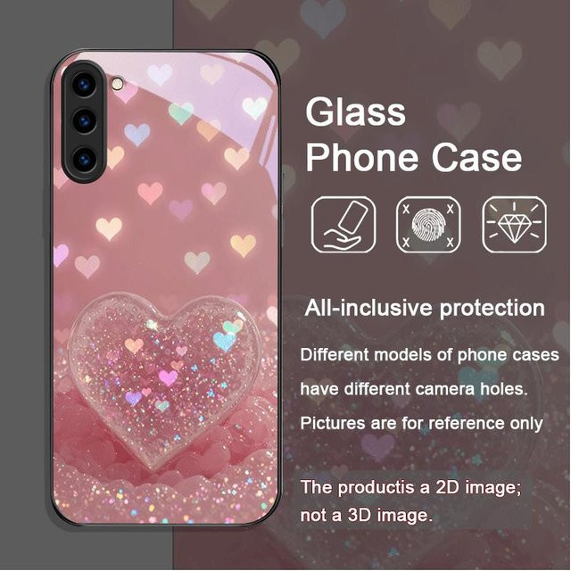Rosa Herzförmige Handyhülle aus gehärtetem Glas für Samsung Galaxy S25 Ultra S24 S23 Plus S22+ S21 S20 FE M35 M53 - Bild 1