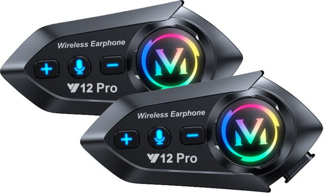 kebidumei Y20 Pro Motorrad-Intercom Helm-Gegensprechanlage mit Musik-Sharing und Freisprechfunktion, Schwarz - Bild 1