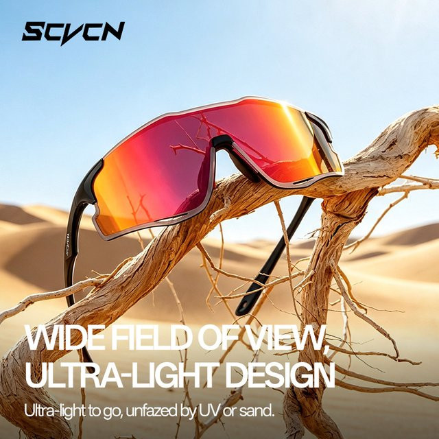 SCVCN Sportsonnenbrille, photochrom, Vollrand, red, unisex, Kunststoff - Bild 1