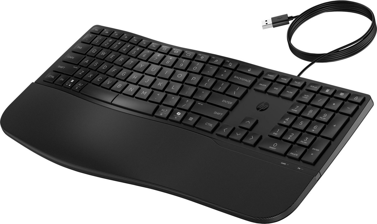 HP 480 Comfort kabelgebundene Tastatur in Schwarz mit Plunger Key Switch und QWERTY-Layout - Bild 1